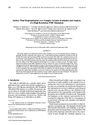 Surface wind regionalization over complex terrain: Evaluation and analysis of a high-resolution WRF simulation