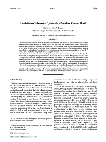 Simulations of subtropical cyclones in a baroclinic channel model