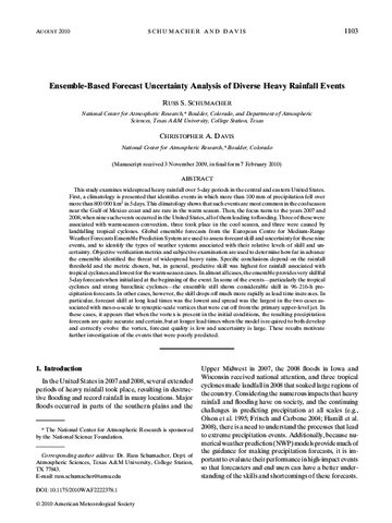 Ensemble-based forecast uncertainty analysis of diverse heavy rainfall events
