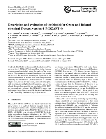 Description and evaluation of the Model for Ozone and Related chemical Tracers, version 4 (MOZART-4)