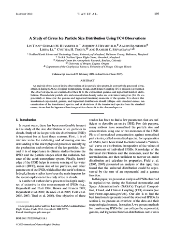A study of cirrus ice particle size distributions using TC4 observations