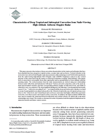 Characteristics of deep tropical and subtropical convection from nadir-viewing high-altitude airborne Doppler radar