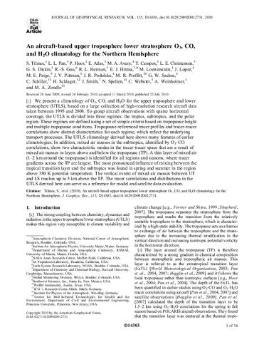 An aircraft-based upper troposphere lower stratosphere O₃, CO, and H₂O climatology for the Northern Hemisphere