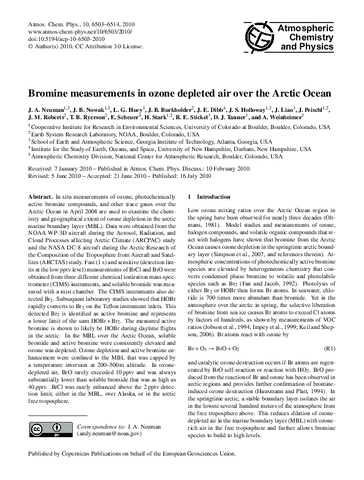 Bromine measurements in ozone depleted air over the Arctic Ocean