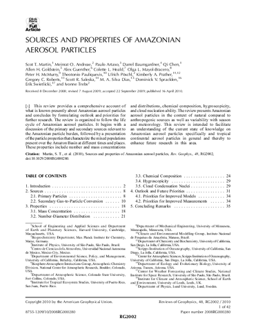 Sources and properties of Amazonian aerosol particles