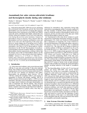 Anomalously low solar extreme-ultraviolet irradiance and thermospheric density during solar minimum