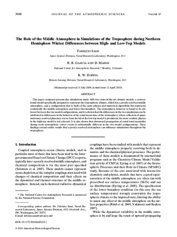 The Role of the middle atmosphere in simulations of the troposphere during northern hemisphere winter: Differences between high- and low-top models