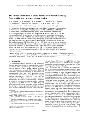 The vertical distribution of ozone instantaneous radiative forcing from satellite and chemistry climate models
