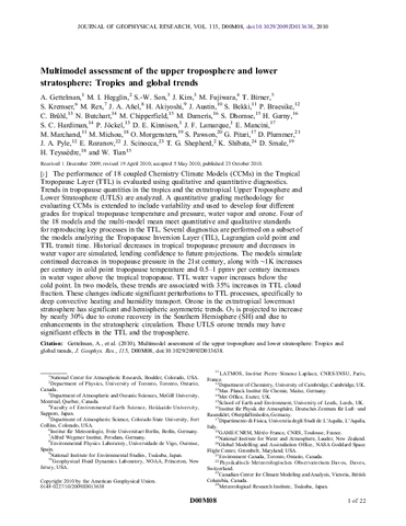 Multimodel assessment of the upper troposphere and lower stratosphere: Tropics and global trends