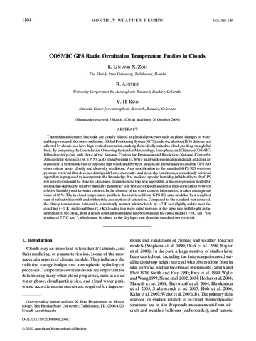 COSMIC GPS radio occultation temperature profiles in clouds