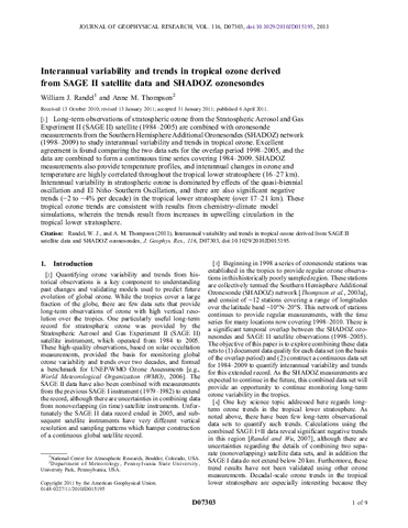 Interannual variability and trends in tropical ozone derived from SAGE II satellite data and SHADOZ ozonesondes