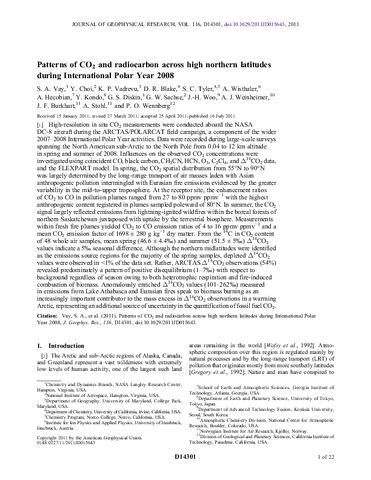 Patterns of CO₂ and radiocarbon across high northern latitudes during International Polar Year 2008