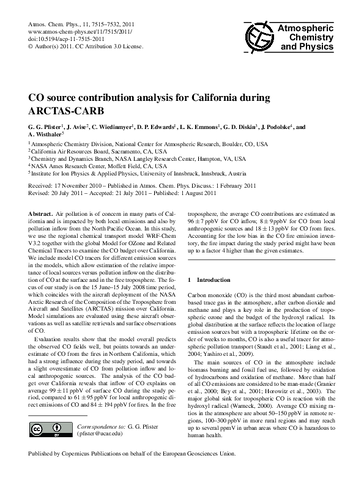 CO source contribution analysis for California during ARCTAS-CARB