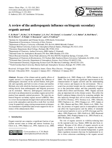 A review of the anthropogenic influence on biogenic secondary organic aerosol