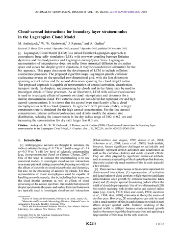 Cloud-aerosol interactions for boundary layer stratocumulus in the Lagrangian Cloud Model