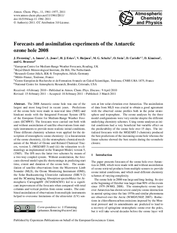 Forecasts and assimilation experiments of the Antarctic ozone hole 2008