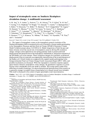 Impact of stratospheric ozone on Southern Hemisphere circulation change: A multimodel assessment