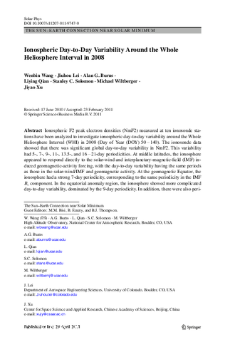 Ionospheric day-to-day variability around the whole heliosphere interval in 2008