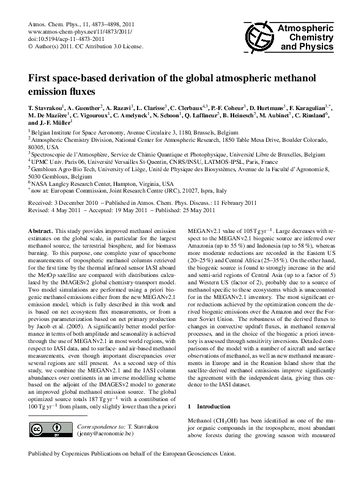 First space-based derivation of the global atmospheric methanol emission fluxes