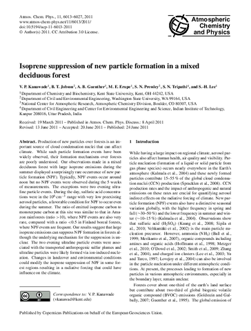 Isoprene suppression of new particle formation in a mixed deciduous forest