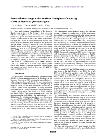 Future climate change in the Southern Hemisphere: Competing effects of ozone and greenhouse gases
