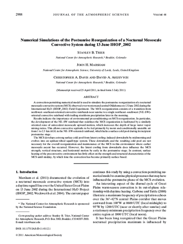 Numerical simulations of the post-sunrise reorganization of a nocturnal mesoscale convective system during 13 June IHOP_2002