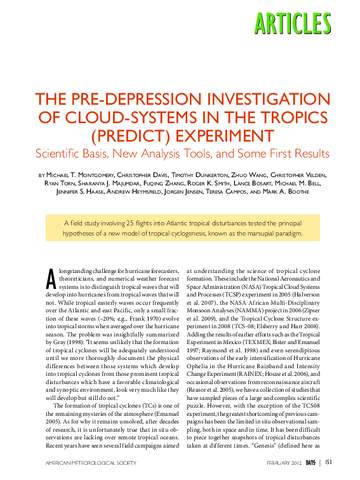 The Pre-Depression Investigation of Cloud systems in the Tropics (PREDICT) experiment: Scientific basis, new analysis tools and some first results