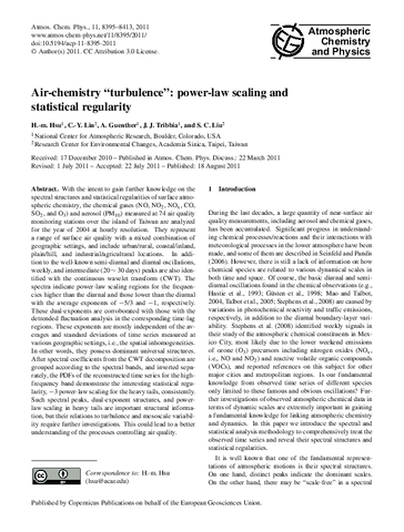 Air-chemistry "turbulence": Power-law scaling and statistical regularity