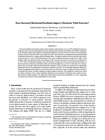 Does increased horizontal resolution Improve hurricane wind forecasts?