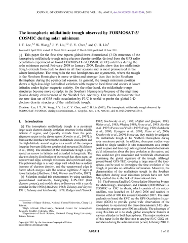 The ionospheric midlatitude trough observed by FORMOSAT-3/COSMIC during solar minimum