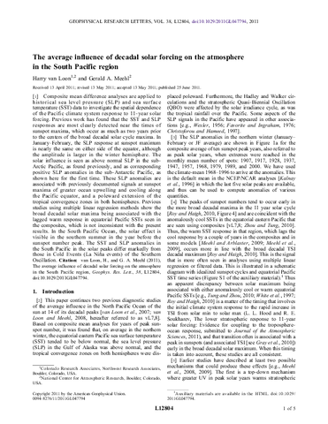The average influence of decadal solar forcing on the atmosphere in the South Pacific region