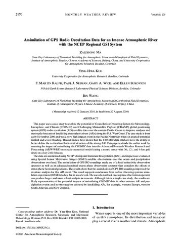 Assimilation of GPS radio occultation data for an intense atmospheric river with the NCEP regional GSI system