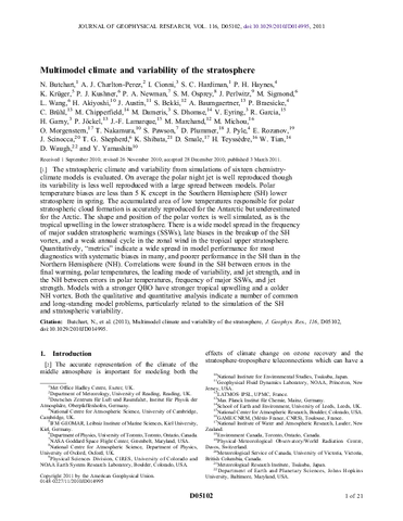 Multimodel climate and variability of the stratosphere