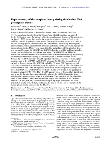 Rapid recovery of thermosphere density during the October 2003 geomagnetic storms