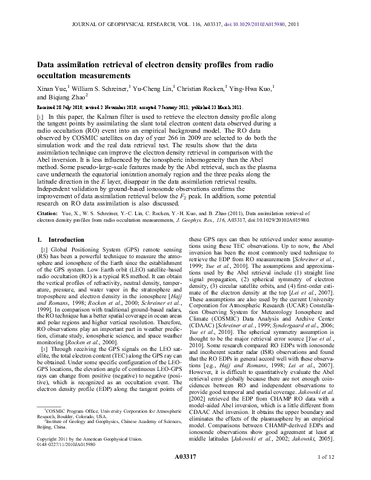 Data assimilation retrieval of electron density profiles from radio occultation measurements
