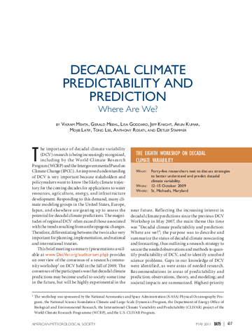 Decadal climte predictability and prediction: Where are we?