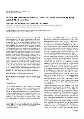 Analysis and simulation of mesoscale convective systems accompanying heavy rainfall: The Goyang case