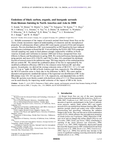 Emissions of black carbon, organic, and inorganic aerosols from biomass burning in North America and Asia in 2008