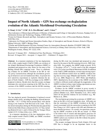 Impact of North Atlantic - GIN Sea exchange on deglaciation evolution of the Atlantic Meridional Overturning Circluation