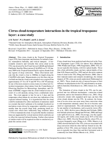 Cirrus cloud-temperature interactions in the tropical tropopause layer: A case study