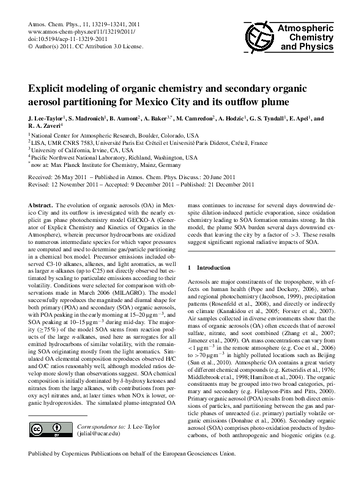 Explicit modeling of organic chemistry and secondary organic aerosol partitioning for Mexico City and its outflow plume