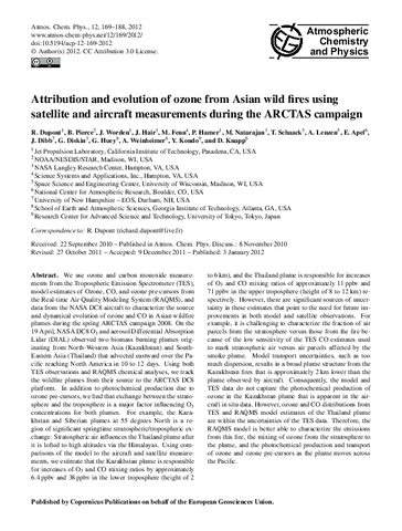 Attribution and evolution of ozone from Asian wild fires using satellite and aircraft measurements during the ARCTAS campaign
