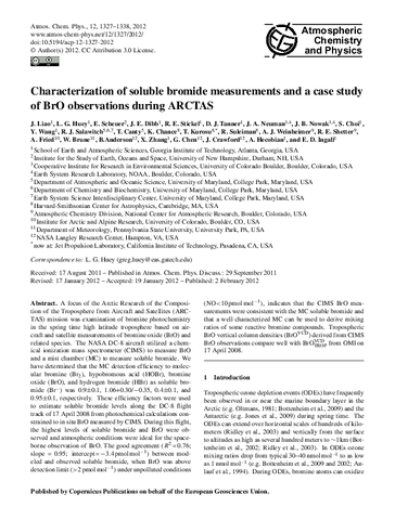 Characterization of soluble bromide measurements and a case study of BrO observations during ARCTAS