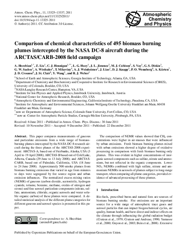 Comparison of chemical characteristics of 495 biomass burning plumes intercepted by the NASA DC-8 aircraft during the ARCTAS/CARB-2008 field campaign
