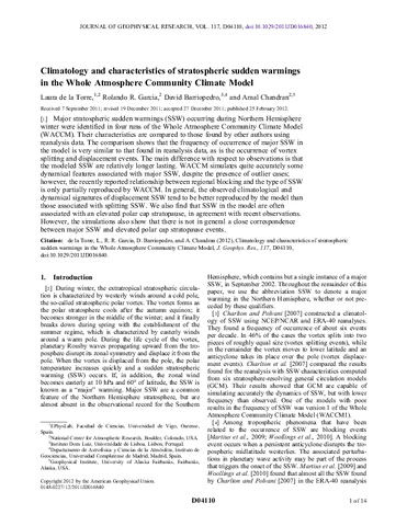 Climatology and characteristics of stratospheric sudden warmings in the Whole Atmosphere Community Climate Model