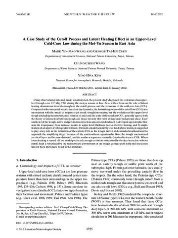 A case study of the cutoff process and latent heating effect in an upper-level cold-core low during the Mei-Yu season in East Asia