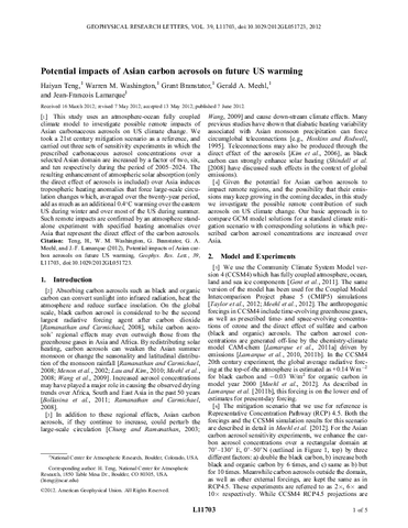 Potential impacts of Asian carbon aerosols on future US warming