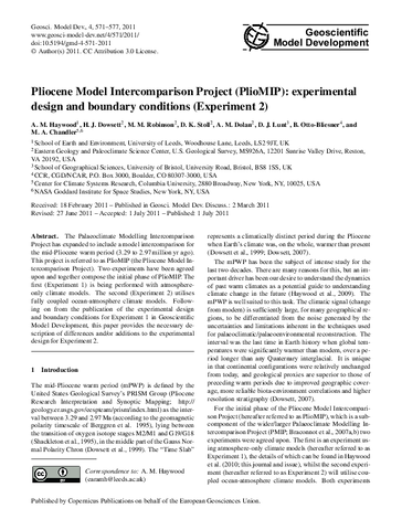 Pliocene Model Intercomparison Project (PlioMIP): Experimental design and boundary conditions (Experiment 2)