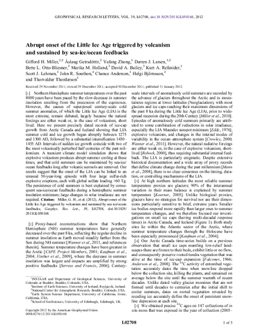 Abrupt onset of the Little Ice Age triggered by volcanism and sustained by sea-ice/ocean feedbacks