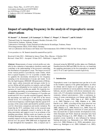Impact of sampling frequency in the analysis of tropospheric ozone observations